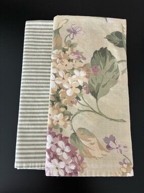 Martha Stewart Dinner Napkins, Cotton, Hydrangea & Stripes, Set of 11